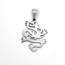 201 Stainless Steel Pendant - Chinese Dragon - 31 x 25 x 1.5 mm, Hole: 4 x 9 mm