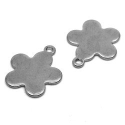 304 Stainless Steel Pendant - Flower - 14 x 12 x 1 mm, Hole: 1 mm