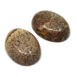 Minerální kabošon - přírodní hnědý mramor - tzv. obrázkový jaspis - 16 x 12 x 5 mm- ovál