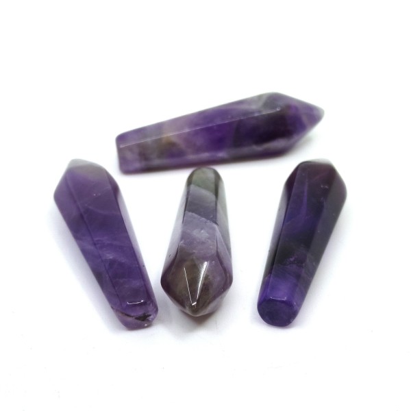 Natural Amethyst Stone - UNDRILLED Tumbled Pointed Prism -  30.5 x 9 x 8 mm