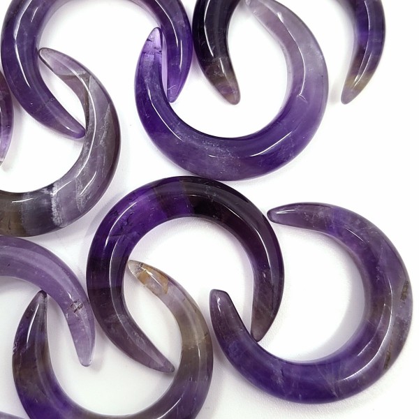 Natural Amethyst Stone - UNDRILLED Moon - 30 x 27-28 x 5-6 mm