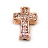 Brass Spacer Beads with Zircons - Cross - 14 x 9 x 4 mm, Hole: 1.5 mm