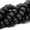 Natural Black Lava - Waxed Rondelle Beads - Ø 6-6.3 x 4-4.4 mm, Hole: 0.7 mm