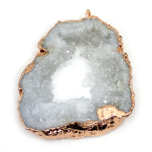 Natural Agate Pendant - Plated Geode/Druzy - 18-48 x 28-70 x 6-9 mm