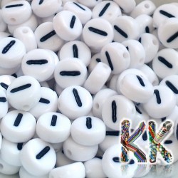 Beads with numbers - white smarties with black text - ∅ 7 x 4 mm