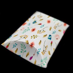 Papírová polštářková dárková krabička s květinovým vzorem - 80 x 55 x 20 mm