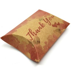 Papírová polštářková dárková krabička s květinovým vzorem a nápisem "Thank You" - 80 x 55 x 20 mm