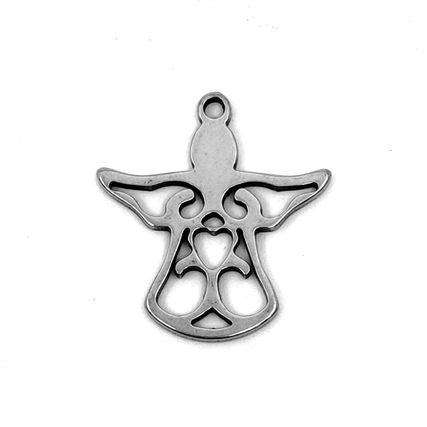 304 Stainless Steel Pendant - Angel - 16 x 15 x 1 mm, Hole: 1 mm