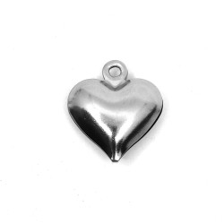 316 Stainless Steel Pendant - Heart - 13 x 11.5 x 4 mm, Hole: 1.2 mm