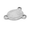 201 Stainless Steel 3 Hole Chandelier Link Connector - Blank Oval - 14 x 11 x 1.5 mm, Hole: 1.5 mm