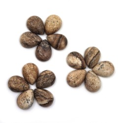 Minerální kabošon - přírodní hnědý mramor - tzv. obrázkový jaspis - 8 x 6 x 3 mm - kapka