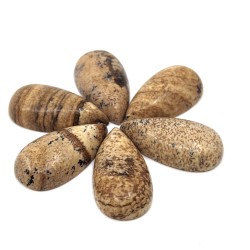 Minerální kabošon - přírodní hnědý mramor - tzv. obrázkový jaspis - 20,5 x 11 x 5 mm - kapka