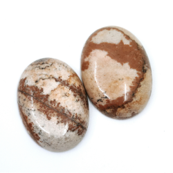 Minerální kabošon - přírodní hnědý mramor - tzv. obrázkový jaspis - 24-26 x 17-19 x 6-7 mm - ovál