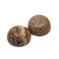 Minerální kabošon - přírodní hnědý mramor - tzv. obrázkový jaspis - 10 x 4-5 mm - polokoule