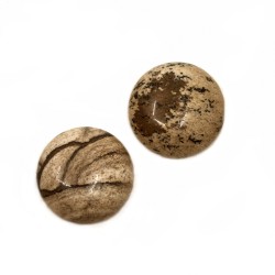 Minerální kabošon - přírodní hnědý mramor - tzv. obrázkový jaspis - 16 x 6 mm - polokoule
