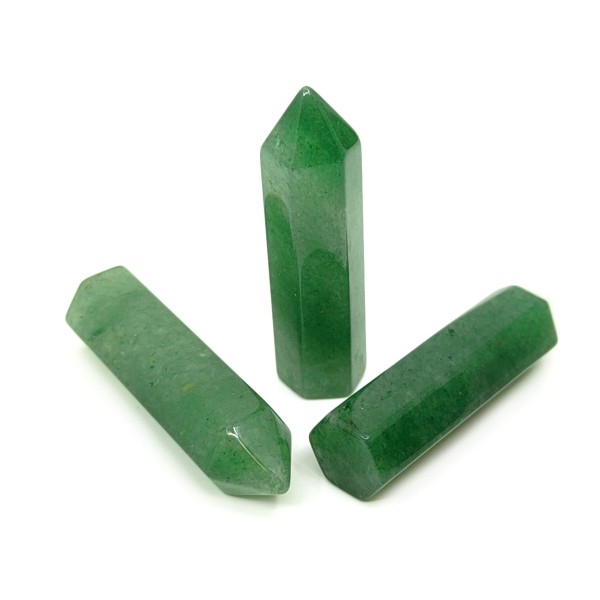 Přírodní zelený aventurín - tromlovaný hranol se špičkou - BEZ DÍRKY - 36,5-40 x 10-11 mm