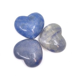 Natural Quartz with Sodalite Stone - UNDRILLED Heart - 20 x 23 x 10 mm
