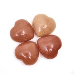 Natural Red Aventurine Stone - UNDRILLED Heart - 24.5-25.5 x 25-26 x 13.5-15 mm