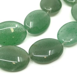Natural Green Aventurine - Oval Beads - 18 x 13 x 6 mm, Hole: 1.2 mm