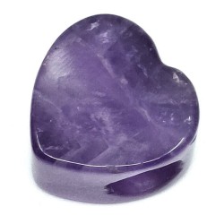 Natural Amethyst - Large Hole Heart - 13-14 x 13-14 x 9-10 mm, Hole: 5.5 mm