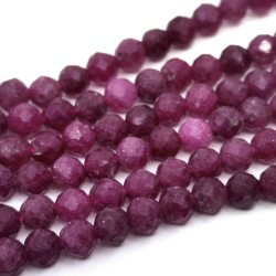Natural Ruby - Faceted Round Beads - Ø 4 mm, Hole: 0.6 mm