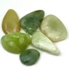 Natural undrilled tumbled stone made of natural green jade with a size of 15-32 x 15.5-22 x 11.5-15 mm, which can be further modified or incorporated into jewellery or given as a lucky stone. The stone is undrilled and is absolutelly natural without any dye. 
Country of origin: China
NOTE: The stones are irregularly shaped and may contain indentations, grooves and small chips that emphasize the absolutely natural origin of the mineral.
THE PRICE IS FOR 1 PCS.