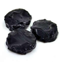Přírodní obsidián - nevrtaný surový kámen - 18-21 x 6,5-10 mm