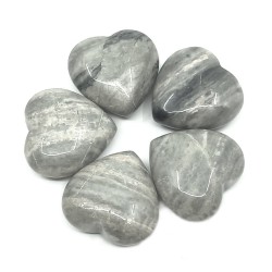 Přírodní mramor - tzv. stříbrolistý jaspis - 25 x 25,3 x 11,5 mm - nevrtané srdce