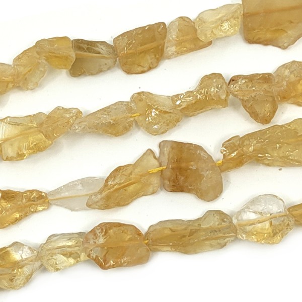 Natural Citrine Beads - Rough Raw Stones - 6-12 x 6-10 x 5-8 mm, Hole: 0.7 mm