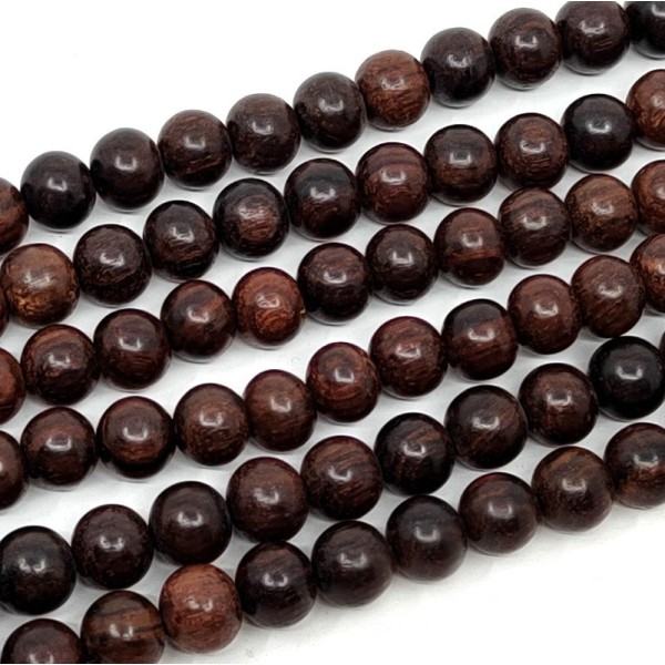 Natural Rosewood - Round Beads - Ø 10 mm, Hole: 1-2 mm