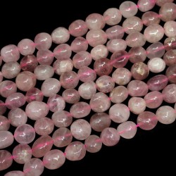 Natural Madagascar Rose Quartz Beads - Nuggets - 8-12 x 8-12 x 5-6 mm, Hole: 1 mm