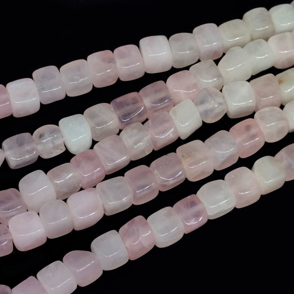 Natural Rose Quartz - Cube Beads - 6-6.5 mm, Hole: 1 mm