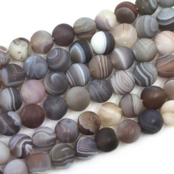 Natural Frosted Botswana Agate - Round Beads - Ø 8 mm, Hole: 1mm