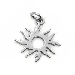 201 Stainless Steel Pendant - Solar Eclipse - 17 x 16 x 1 mm, Hole: 3 mm