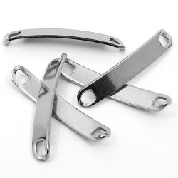 201 Stainless Steel Link Connector - Curved Oval - 30 x 5 x 4 mm, Hole: 3 x 3 mm