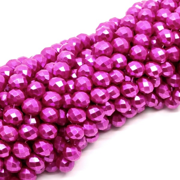Faceted Glass Beads - Pearlized Rondelle - Ø 8 x 6 mm - 1 Strand (approx. 200 pcs)