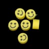 Handmade beads made of polymer clay in the shape of a flat round with a smiley face in size of 5 x 3 mm with a hole for a thread with diameter of 1 mm. Beads are handmade and individual pieces may differ slightly.
THE PRICE IS FOR 1 PIECE