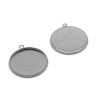 304 Stainless Steel Pendant Cabochon Settings - Flat Round - for Cabochon Ø 25 mm