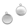 Flat round pendant made of 304 stainless steel in size 21.5 x 17.5 x 1.5 mm, with eyelet for a thread with a diameter of 2.5 mm and with a setting for a round cabochon with a diameter of 16 mm.
THE PRICE IS FOR 1 PCS.