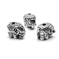 NON-JEWELRY Zinc Alloy Spacer Bead - Elephant - 9.5 x 11.5 x 7.5 mm, Hole: 2 mm