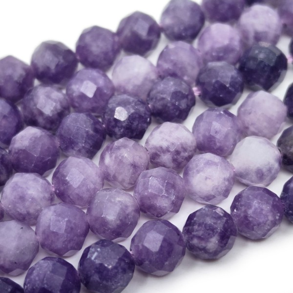 Natural Sugilite - Faceted Round Beads - Ø 6 mm, Hole: 1 mm