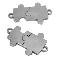 201 Stainless Steel Link Connector - Puzzle - 13 x 21 x 1 mm, Hole: 1.5 mm