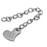 Extension chain made of stainless steel (surgical) with twisted eyelets with a length of 58 - 63 mm, finished with a pendant in the shape of a flat heart with size 8.5 x 11 x 1 mm. The chain link has a width of 3,7 mm, a length of 3 mm and a thickness of 0,5 mm. The individual chains vary slightly in length. The chain is made of stainless steel type 304 and the pendant is made of stainless steel type 201.
THE PRICE IS FOR 1 PIECE.