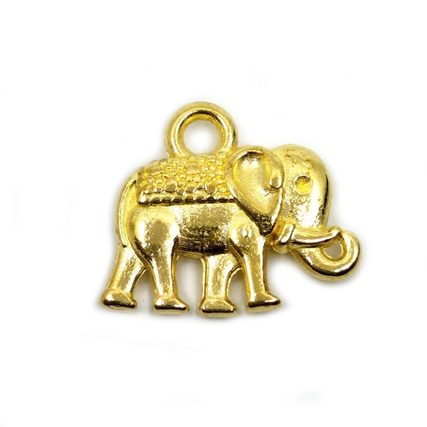Zinc Alloy Pendant - Elephant with Saddle - 14 x 11 x 2 mm, Hole: 2 mm