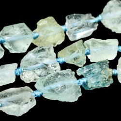 Natural Aquamarine / Beryl Beads - Rough Raw Nugget - 4-11 x 5-8 x 3-6 mm, Hole: 0.7 mm