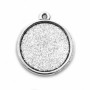 Zinc Alloy Pendant with Kabochon Setting - Circle - 26 x 22.5 x 2.5 mm, Hole: 1.5 mm - Lead, Nickel and Cadmium Free
