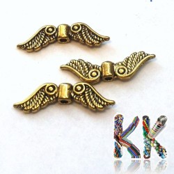 Zinc alloy bead - angel wings - 22 x 7 x 3 mm