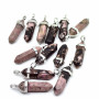 Natural Rhodonite - 39 x 12 mm, Hole: 3 x 4 mm - Prism Pendant