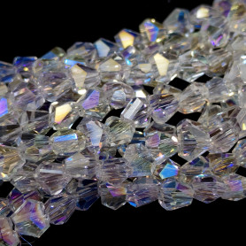 Glass Electroplated Transparent Faceted Beads - Triangle -  5 x 6 x 4.5 mm, Hole: 1.2 mm