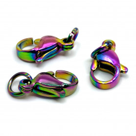 304 Stainless Steel Lobster Claw Clasp - Plated - 12 x 7 x 3,5 mm, Hole: 5 x 0.6 mm